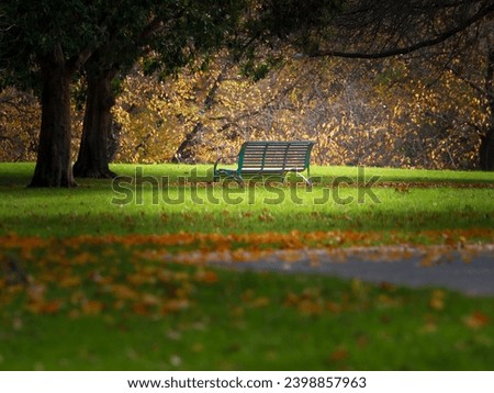 A lonely parkbench in a national park Royalty-Free Stock Photo #2398857963