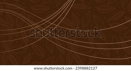 Cocoa beans background with smooth decorative wave lines. Chocolate wrapper. Chocolate background with cocoa beans and hand drawn lettering. Repeated Vector for poster, card, label, sticker, logo.  Royalty-Free Stock Photo #2398882127