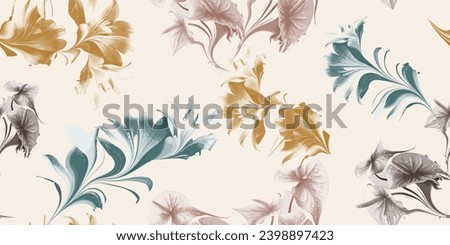 Abstract watercolor seamless pattern. Hand-drawn flower and leaf shape textures. Trendy fabric print. Vector illustration Royalty-Free Stock Photo #2398897423
