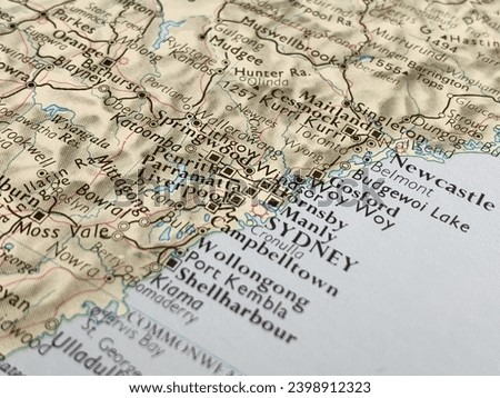 Map of Sydney, NSW, Australia, world tourism, travel destination