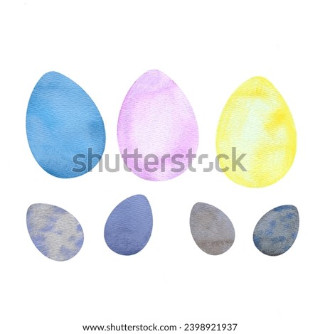 illustration of Easter eggs hand drawn in watercolors, painted eggs for the holiday, painted at The Resurrection