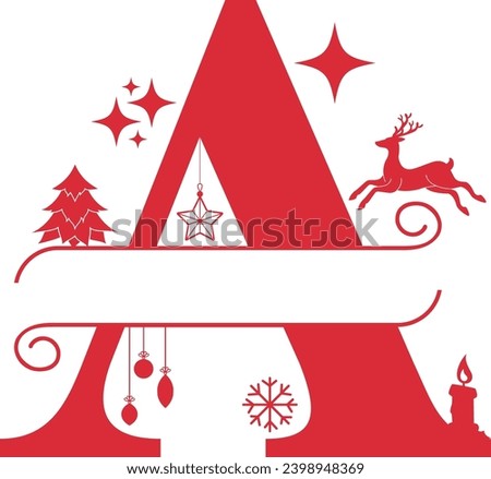Christmas Split Alphabet, Christmas Monogram, Christmas Letters