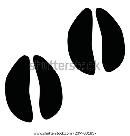 Deer Hoof, Deer Foot Print, Vector illustration, Paw Prints Logo, Isolated on White Background