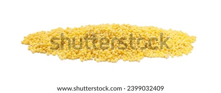 Pile of dry millet seeds isolated on white Royalty-Free Stock Photo #2399032409