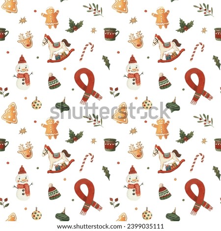Christmas pattern Seamless pattern Christmas illustration Christmas print watercolor illustration cozy winter cookie snowman house candy clip art png Christmas clip art watercolor clipart