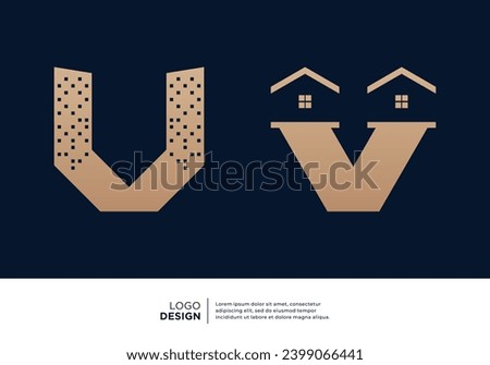 Building construction letter V logo designs collection.