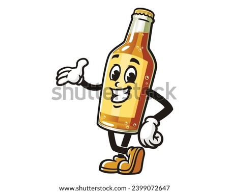 Beer Bottle cartoon mascot illustration character vector clip art