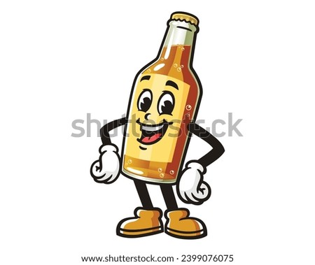 Beer Bottle laugh cartoon mascot illustration character vector clip art
