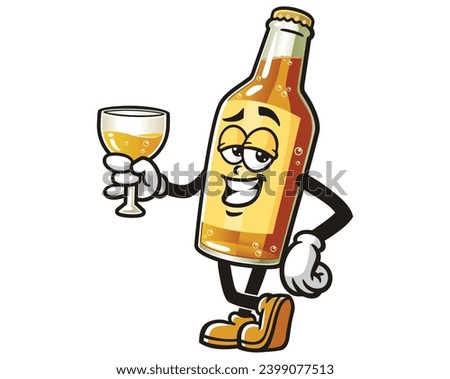 Drunk Beer Bottle cartoon mascot illustration character vector clip art