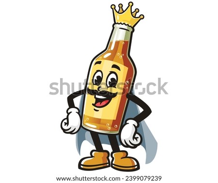 beer bottle king cartoon mascot illustration character vector clip art