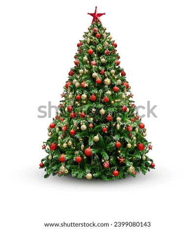 Decorated Christmas tree for new year isolated on white background