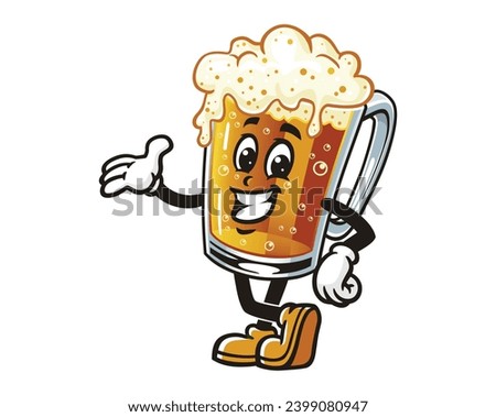 Beer Glass mug cartoon mascot illustration character vector clip art