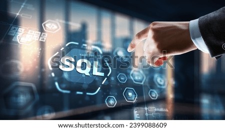 SQL Structured Query Language. Technology concept. Icon virtual screen Royalty-Free Stock Photo #2399088609