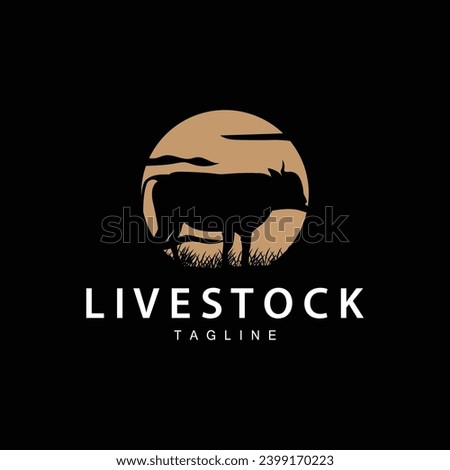Cow Logo, Cattle Farm Vector, Silhouette Simple Minimalist Design Illustration, Symbol Template