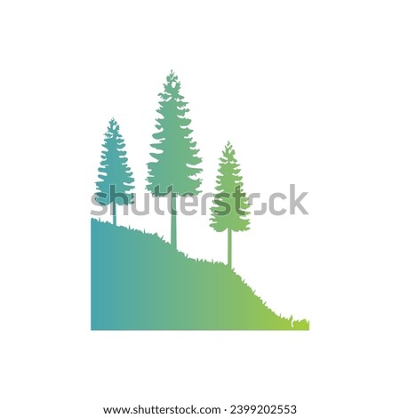 pine tree mountain hill vector logo