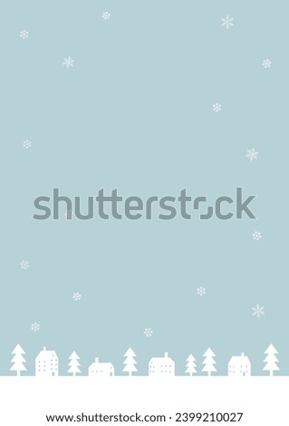 Clip art background frame illustration of snowy winter cityscape