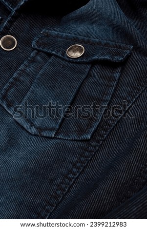 Closeup View of Mens Velvet Blue Jacket Isolated on White Background.Vertical Shot
