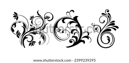 Floral decorative elements in black colour