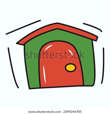 Pets element of colorful set. A pet-themed illustration with a colorful, outlined design of a dog house showcase the cozy and vibrant home we provide for our furry friends. Vector illustration.