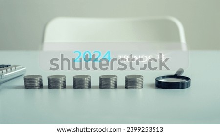 Business planning and strategy concepts. Stack of coins with icons Trends 2024 business growth and investment Returns from stock mutual funds in the year 2024.Future new investment plan