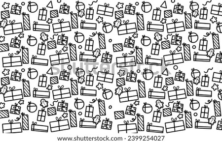 Christmas gift line pattern illustration