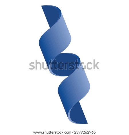 Blue gradient ribbon on white background. Vector illustration. Ready for your design. Greeting card, holiday, gift.