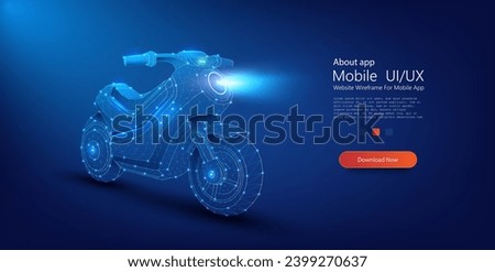 Advanced Virtual Motorcycle Concept with Futuristic Neon Wireframe Design. The frame of an electric motorcycle. Vector illustration