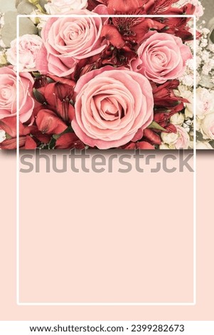 Floral design element with free space for text or logo.Perfect postcard, template, document for cover, event, sale, congratulation, invitation, wedding, and birthday.