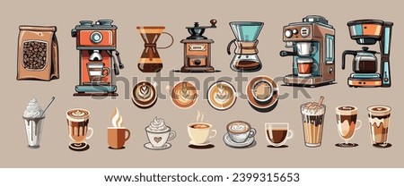Set of Isolated coffee element vector illustration