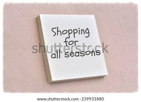 Text shopping for all seasons on the short note texture background