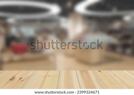 Empty Wood Plate Top Table On Restaurants Or The Coffee Shop Background
