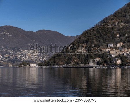 Settlements on the mountain slopes of Lake Como, Italy. Shot in high resolution with a medium format camera.