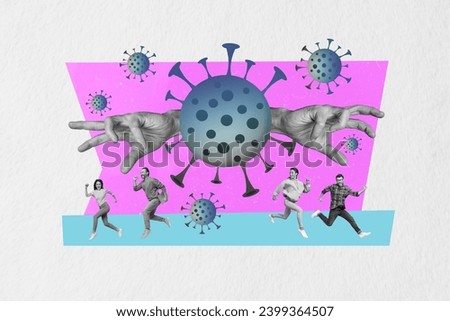 Composite collage picture image of run away people afraid virus hands catch spread epidemic bacteria weird freak bizarre unusual fantasy Royalty-Free Stock Photo #2399364507