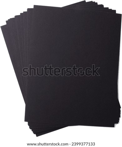 Close up view isolated of blank black papers.