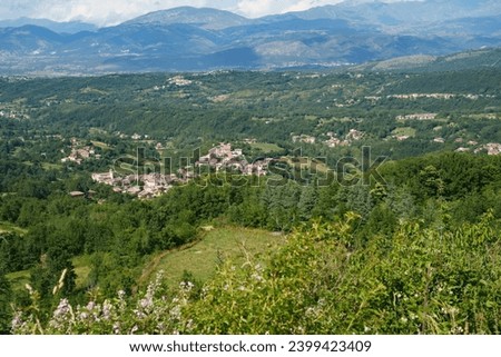 Mountain landscape at summer along the road Provinciale Amiternina, in the L Aquila province, Abruzzo, Italy