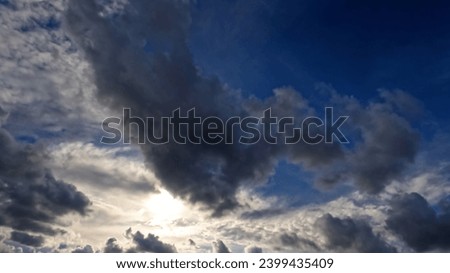 pretty huge white clouds in the blue sky bg - photo of nature