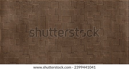 dark coffee brown ceramic tile design, cement embossed wall texture background, interior wall and floor tile design, seamless lines abstract Royalty-Free Stock Photo #2399441041