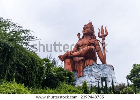 hindu god lord shiva isolated statue with bright background at morning from different perspective image is taken at statue of belief nathdwara rajasthan india.