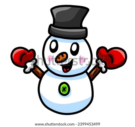 Digital illustration of a adorable happy baby snowman