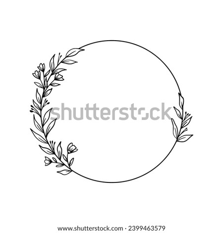 Hand drawn botanical circle frame isolated for wedding invitation