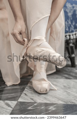 
Detail of ballet shoes, ballerina.