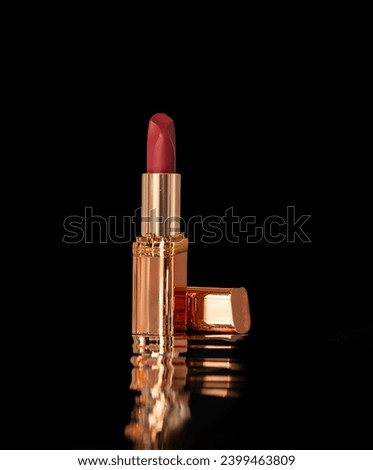 Fashion lipstick cosmetic template for ads, flyer or banner. Luxury cosmetic products brand. Professional Makeup and Beauty. Beautiful Make-up concept. Lipgloss. Lipsticks closeup