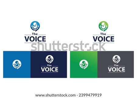 Voice Podcast or Radio Gain Logo design using a Microphone and Bubble chat or talk voice icon. Royalty-Free Stock Photo #2399479919