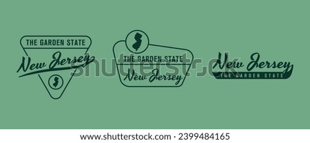 New Jersey - The Garden State. New Jersey state logo, label, poster. Vintage poster. Print for T-shirt, typography. Vector illustration