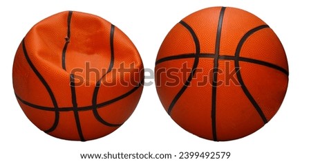 deflated basketball and inflated basketball Royalty-Free Stock Photo #2399492579