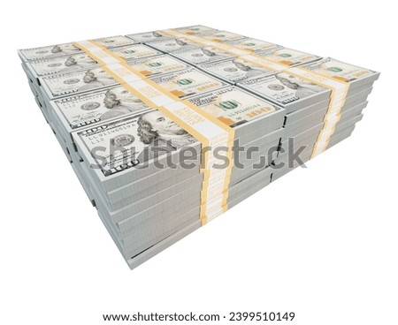 Stack of One Million Dollars in One Hundred Dollar Bills Isolated on a White Background.