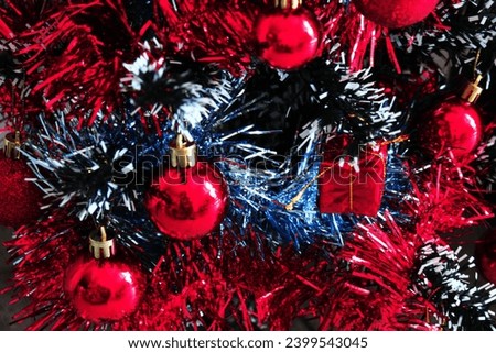 Christmas tree Detail. Christmas card. Ornaments.