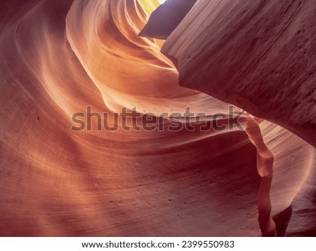 Look of water shaped smooth sandstone walls to unusual curves and adges in antelope national park in arizona, america, usa Royalty-Free Stock Photo #2399550983