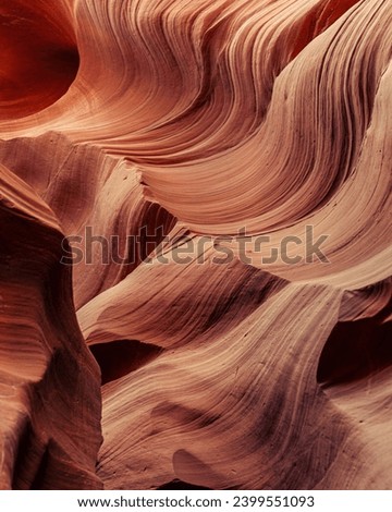 Look of water shaped smooth sandstone walls to unusual curves and edges in antelope national park in arizona, america, usa Royalty-Free Stock Photo #2399551093