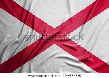 Flag of state Alabama, fabric flag Royalty-Free Stock Photo #2399558525